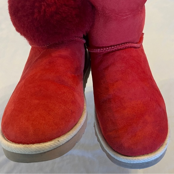 7 Ugg Selene Boot Red Suede Nautical Rope Back Accent warm rare excellent condit - Picture 5 of 15